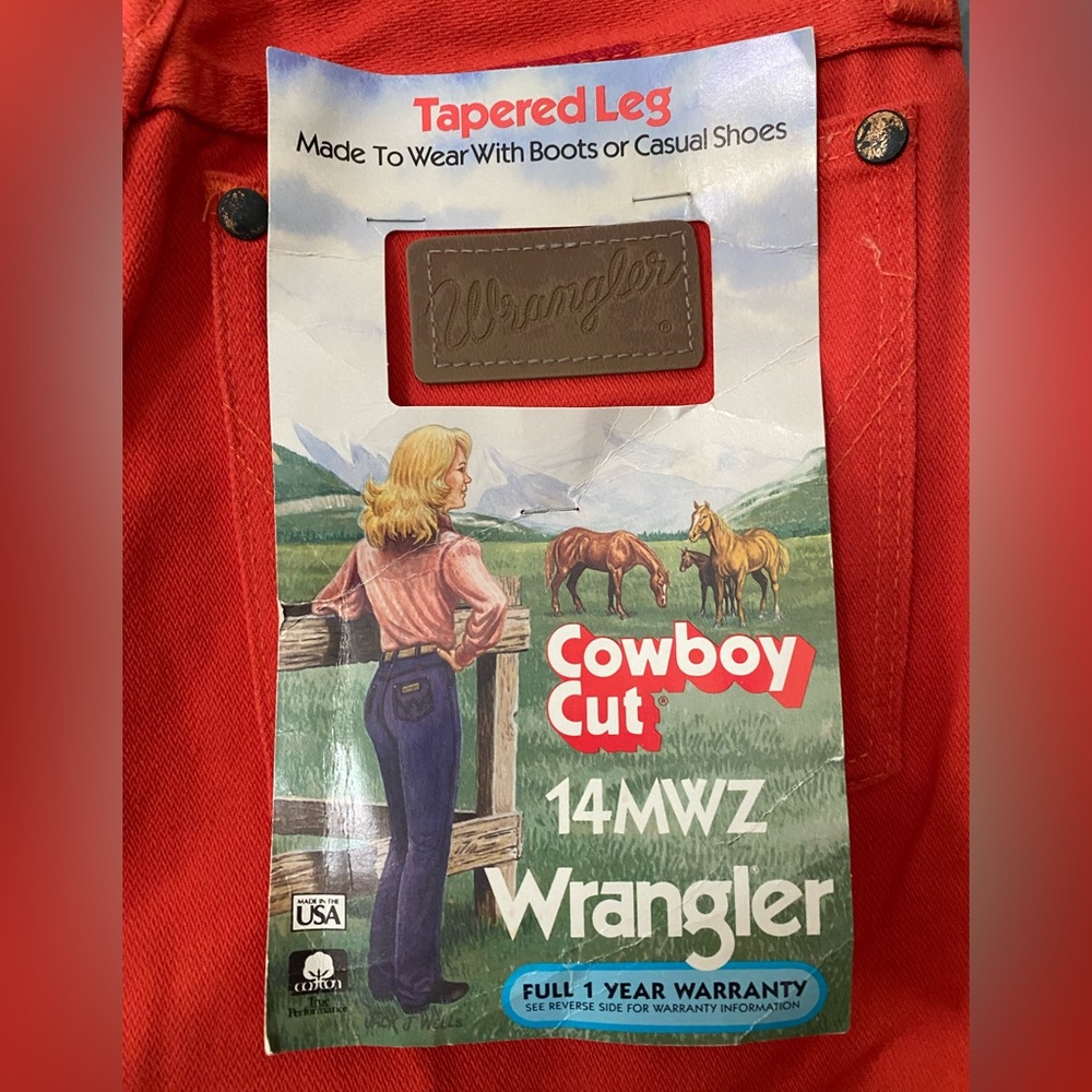 Women's Vintage Wrangler Orangey Red 14MWZ Cowboy Cut Jeans Waist 25-26